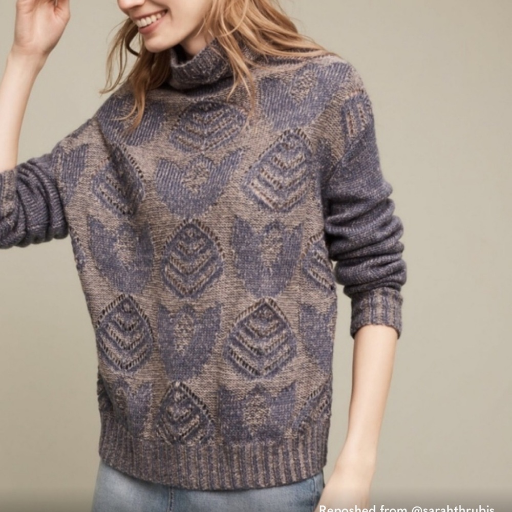 Anthropologie Folk Hansel from Basel Blue Foliage Sweater size s
